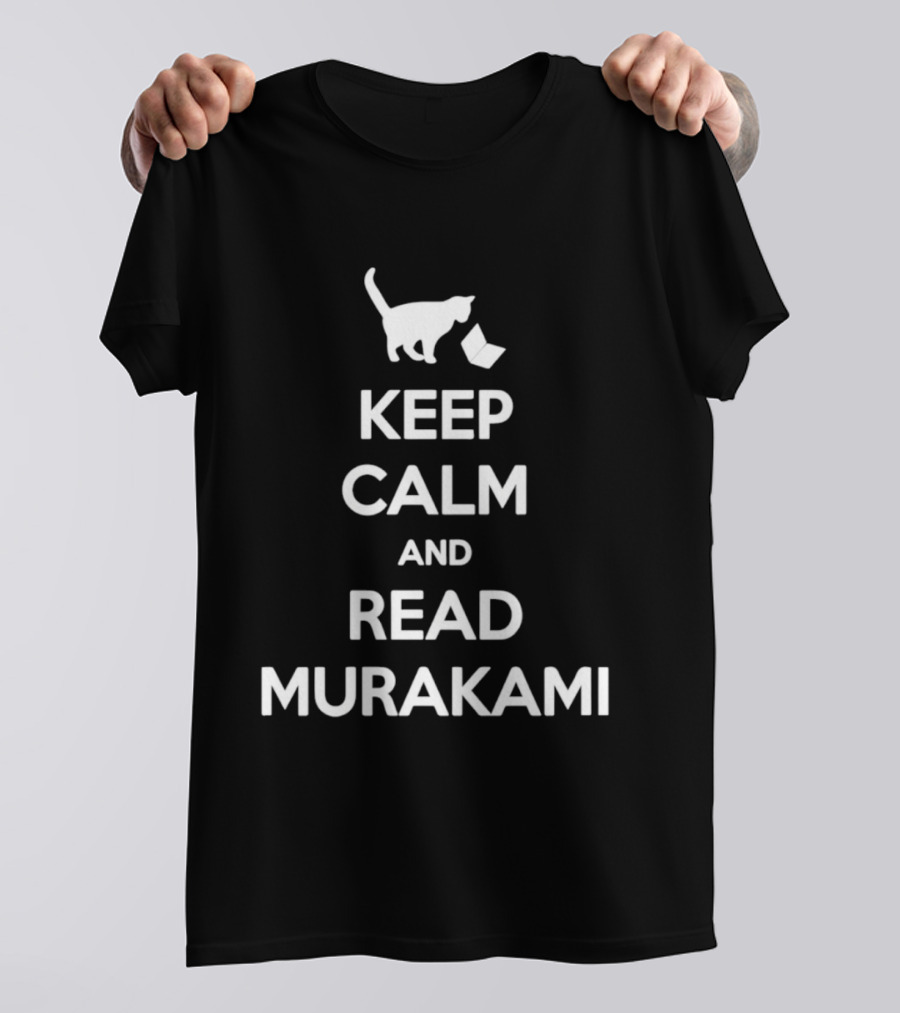Keep Calm And Read Murakami Cat With Book T-Shirt
