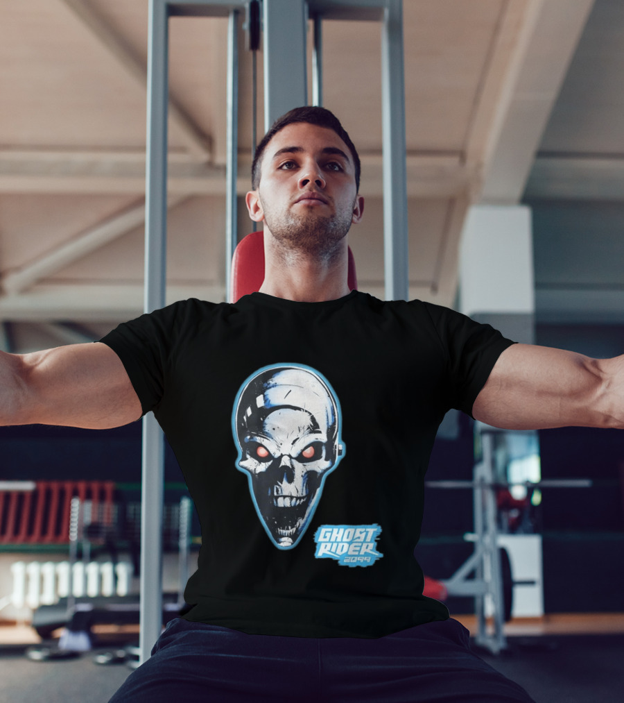 Ghost Rider 2099 Chrome Skull Head Red Eyes Iconic Comic T-Shirt
