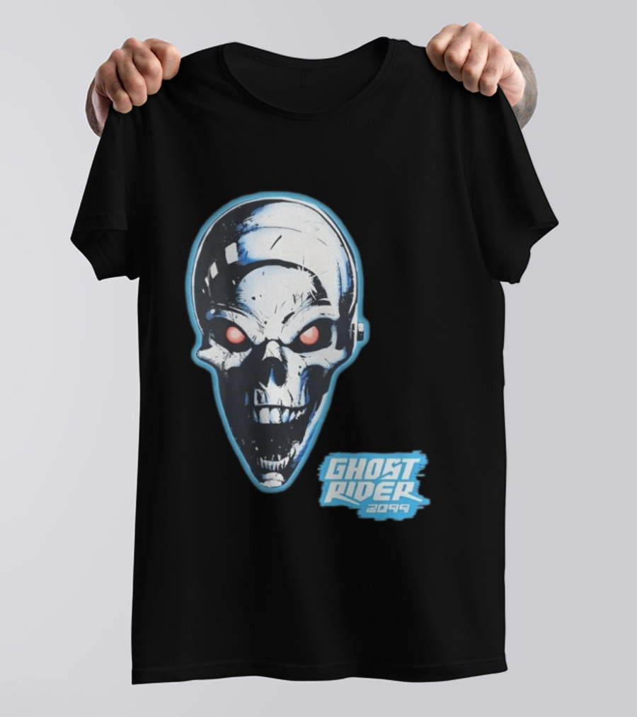 Ghost Rider 2099 Chrome Skull Head Red Eyes Iconic Comic T-Shirt
