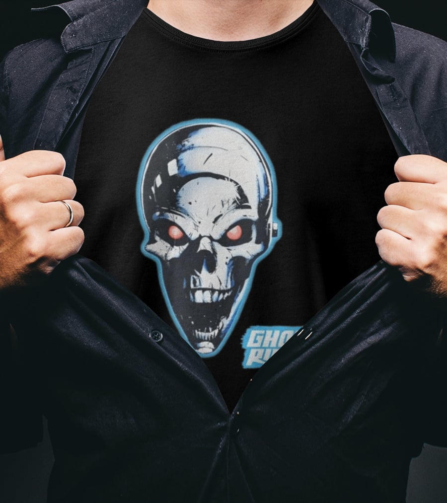 Ghost Rider 2099 Chrome Skull Head Red Eyes Iconic Comic T-Shirt