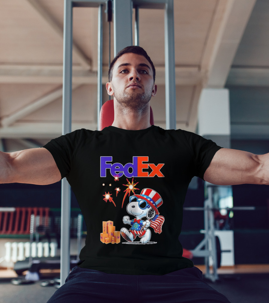 FedEx Snoopy American Flag Fireworks Patriotic Delivery T-Shirt