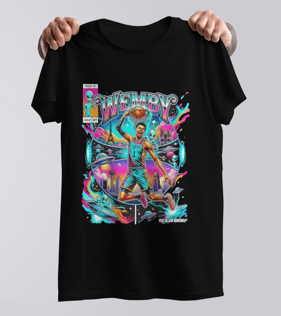 Wemby The Alien Arrives San Antonio Spurs Basketball Issue #1 T-Shirt