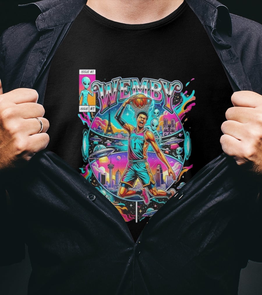Wemby The Alien Arrives San Antonio Spurs Basketball Issue #1 T-Shirt