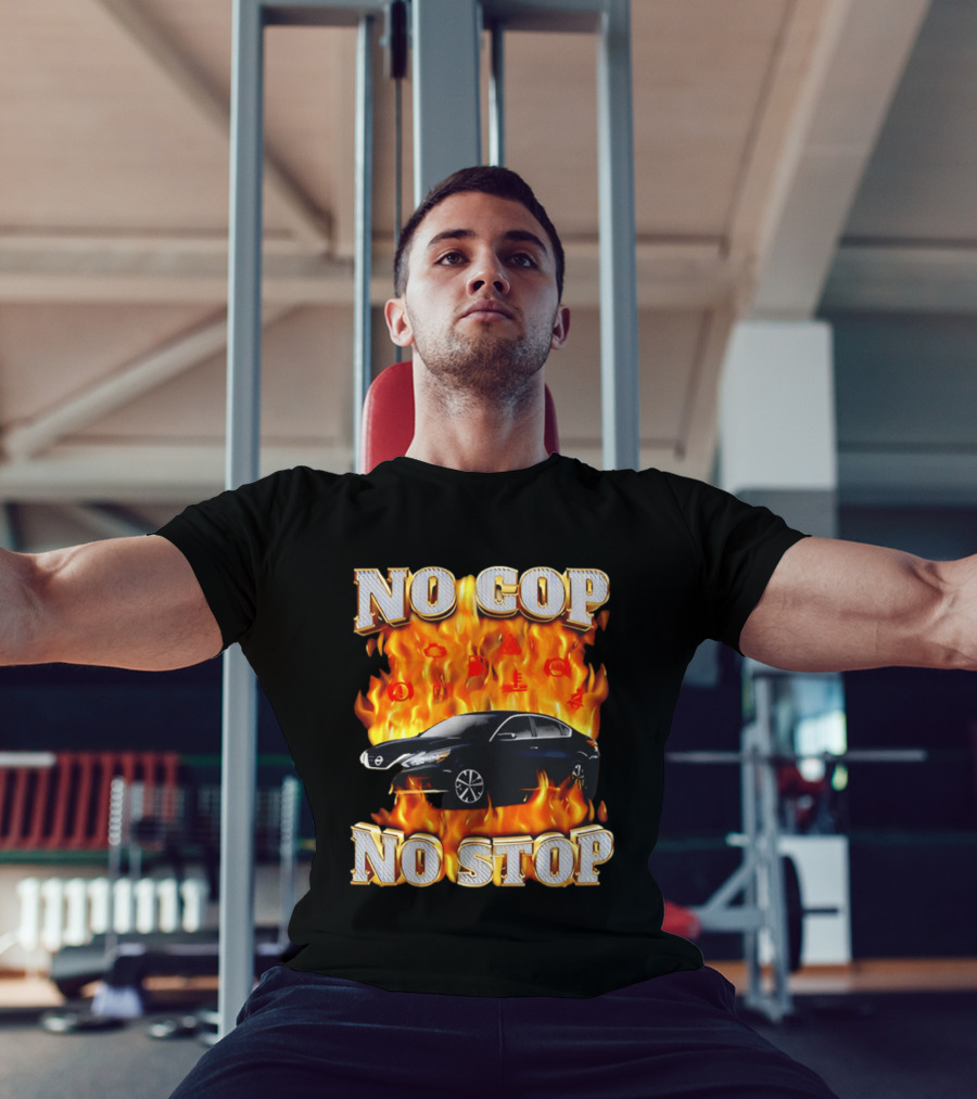 No Cop No Stop Car On Fire Flames With Black Sedan T-Shirt