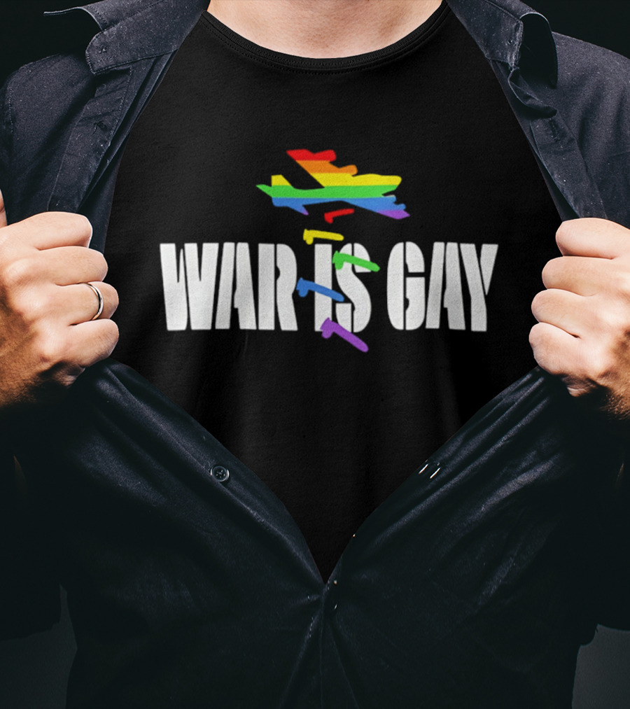 Rainbow Plane War Is Gay T-Shirt