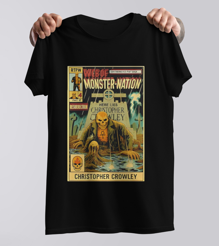 Resurrection Web Of Monster Nation Christopher Crowley Comic Part 4 Skeleton Tombstone T-Shirt