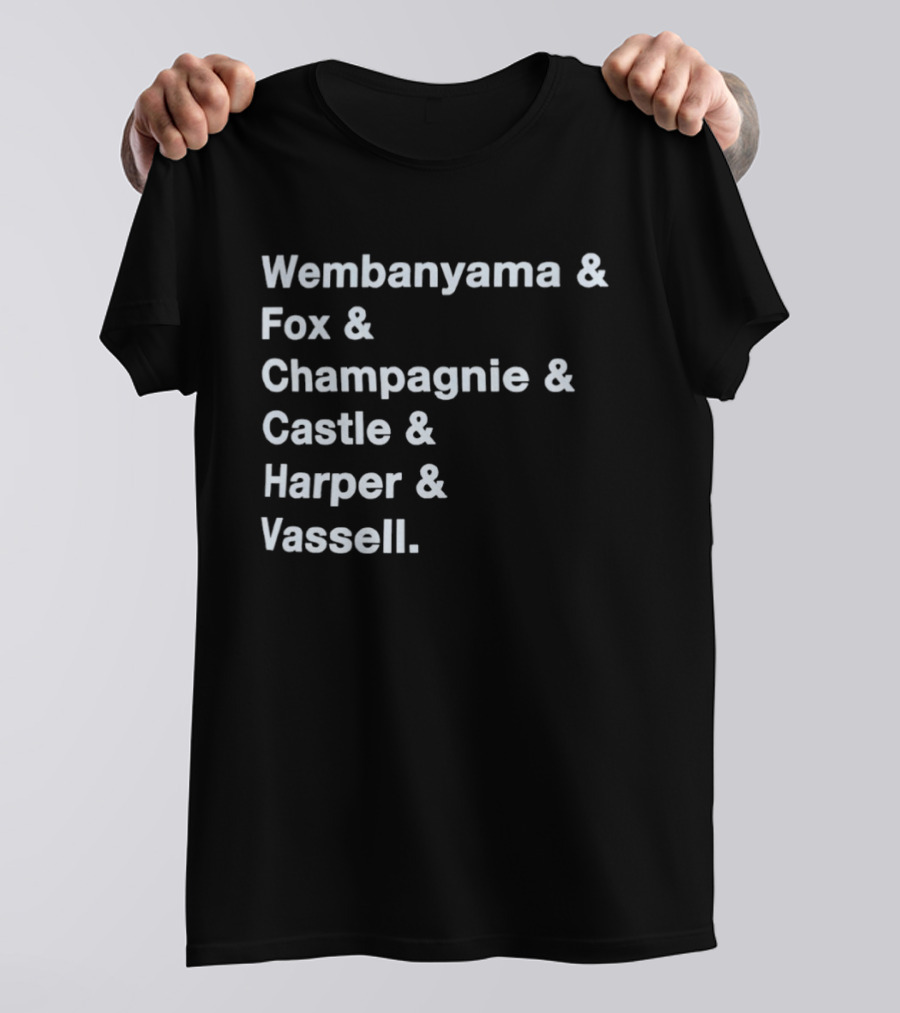 Wembanyama Fox Champagnie Castle Harper Vassell San Antonio Spurs Basketball NBA 2026 T-Shirt