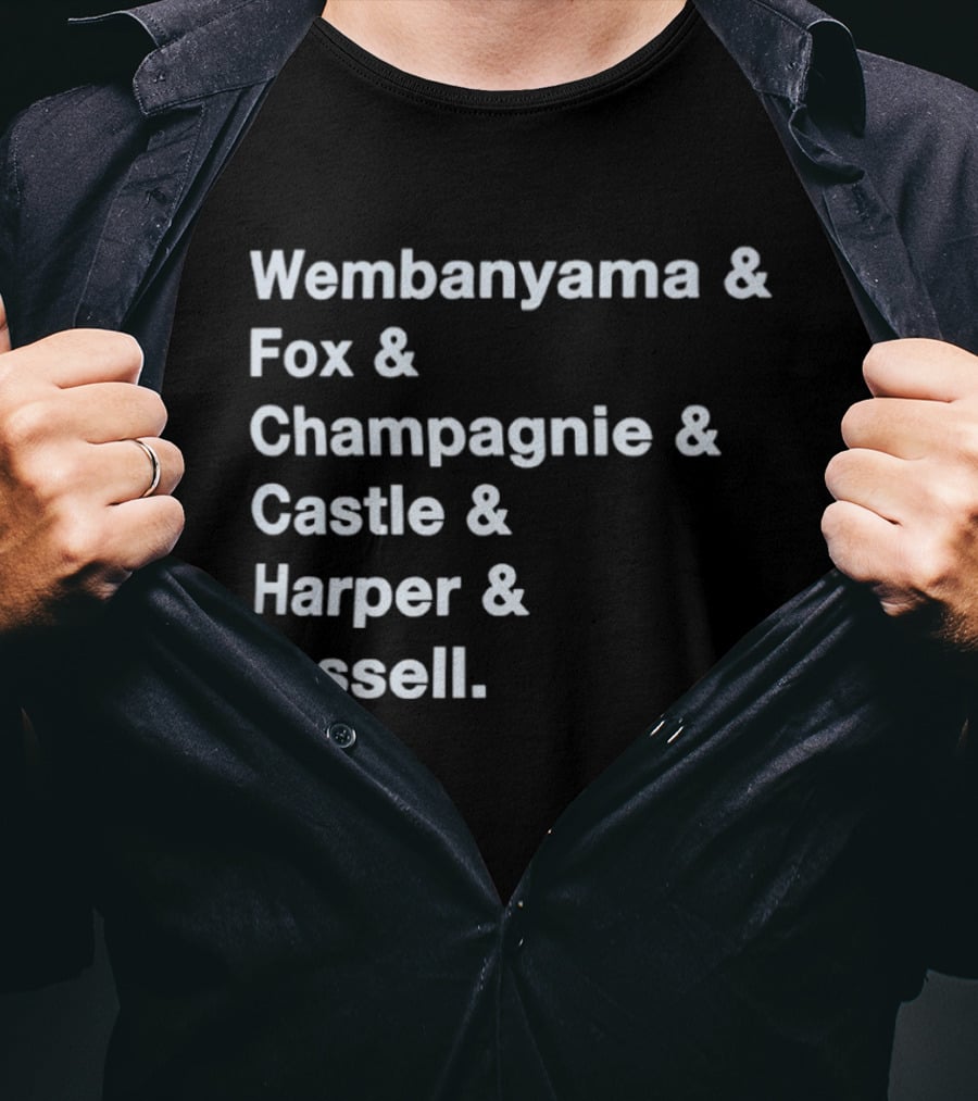 Wembanyama Fox Champagnie Castle Harper Vassell San Antonio Spurs Basketball NBA 2026 T-Shirt