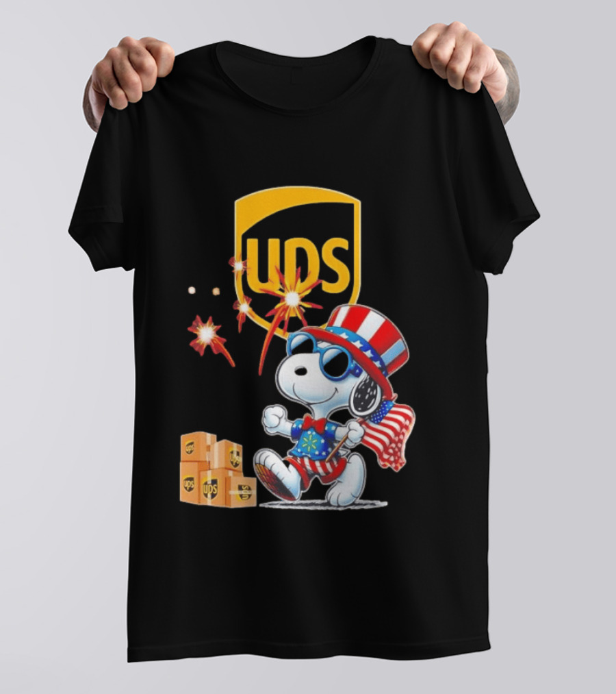 Patriotic Snoopy Independence Day UPS Packages American Flag Celebration T-Shirt