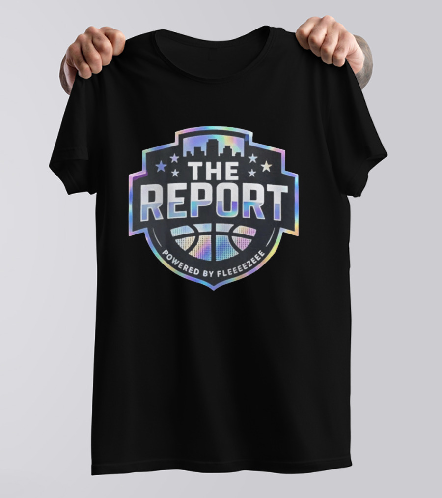 THE REPORT Powered By Fleeeeezeee Basketball Urban Stars Holographic Cityscape T-Shirt