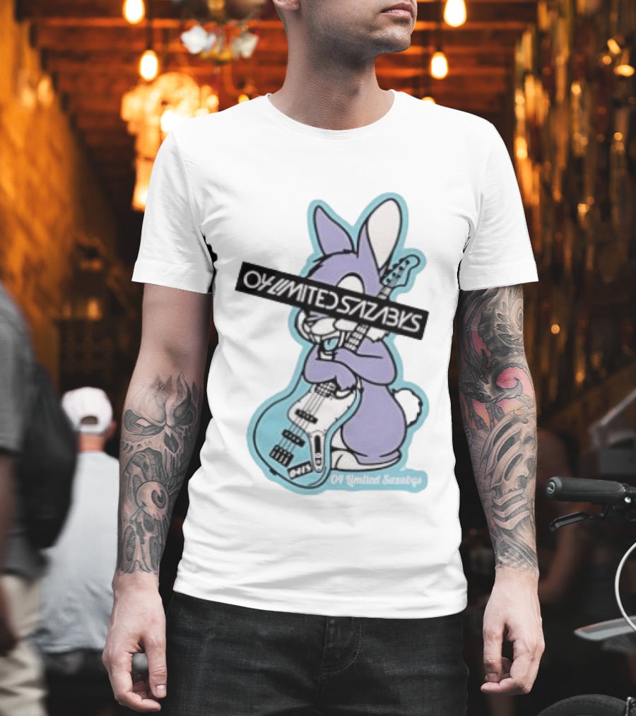 Bunny Playing Electric Bass Guitar Oy Limited Sazabys T-Shirt