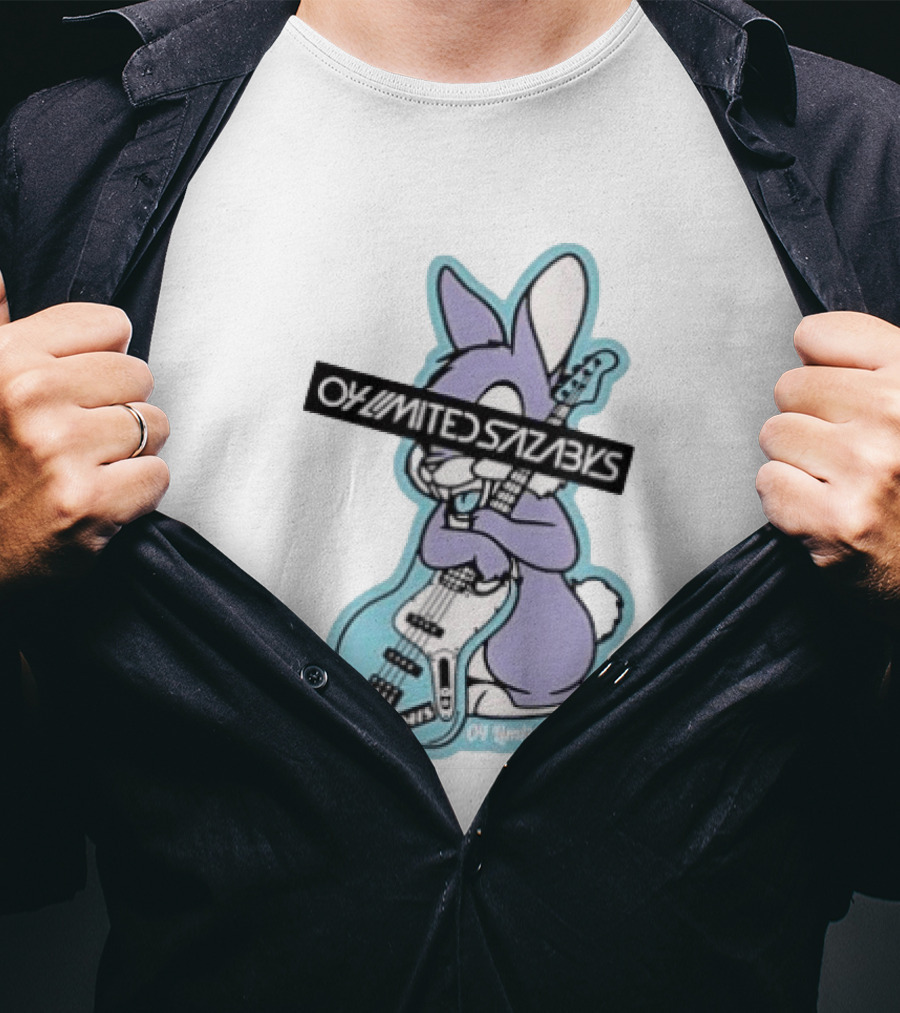 Bunny Playing Electric Bass Guitar Oy Limited Sazabys T-Shirt