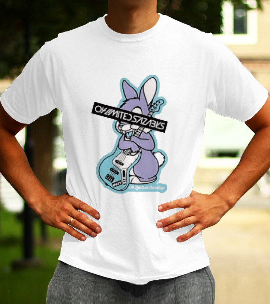 Bunny Playing Electric Bass Guitar Oy Limited Sazabys T-Shirt