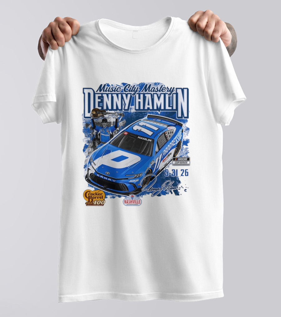 Music City Mastery Denny Hamlin Cracker Barrel 400 Nashville Superspeedway 2026 NASCAR Cup Series T-Shirt