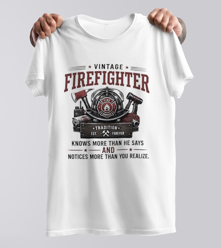 Vintage Firefighter Tradition Forever Knows More Than He Says And Notices More Than You Realize T-Shirt