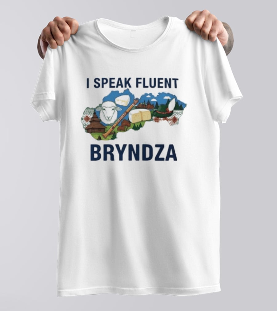 I Speak Fluent Bryndza Funny Slovak Cheese Lovers Map And Traditions T-Shirt