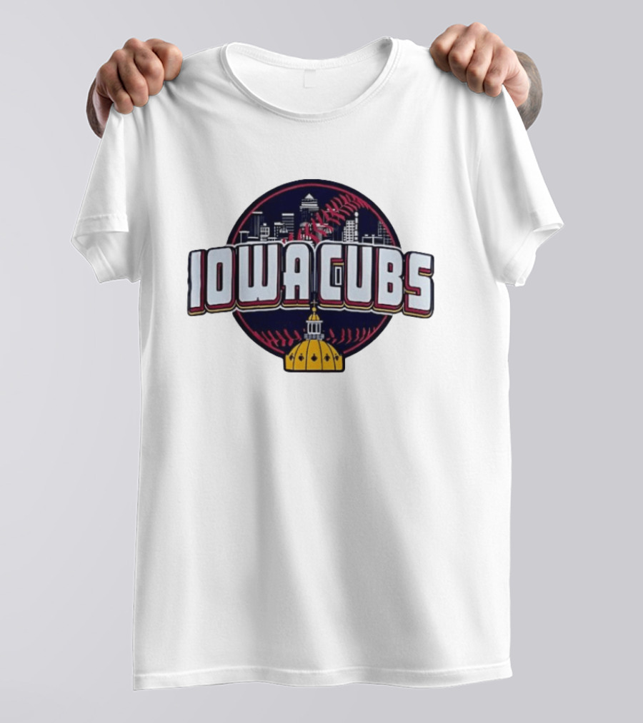 Iowa Cubs Des Moines Skyline Baseball Iowa State Capitol T-Shirt
