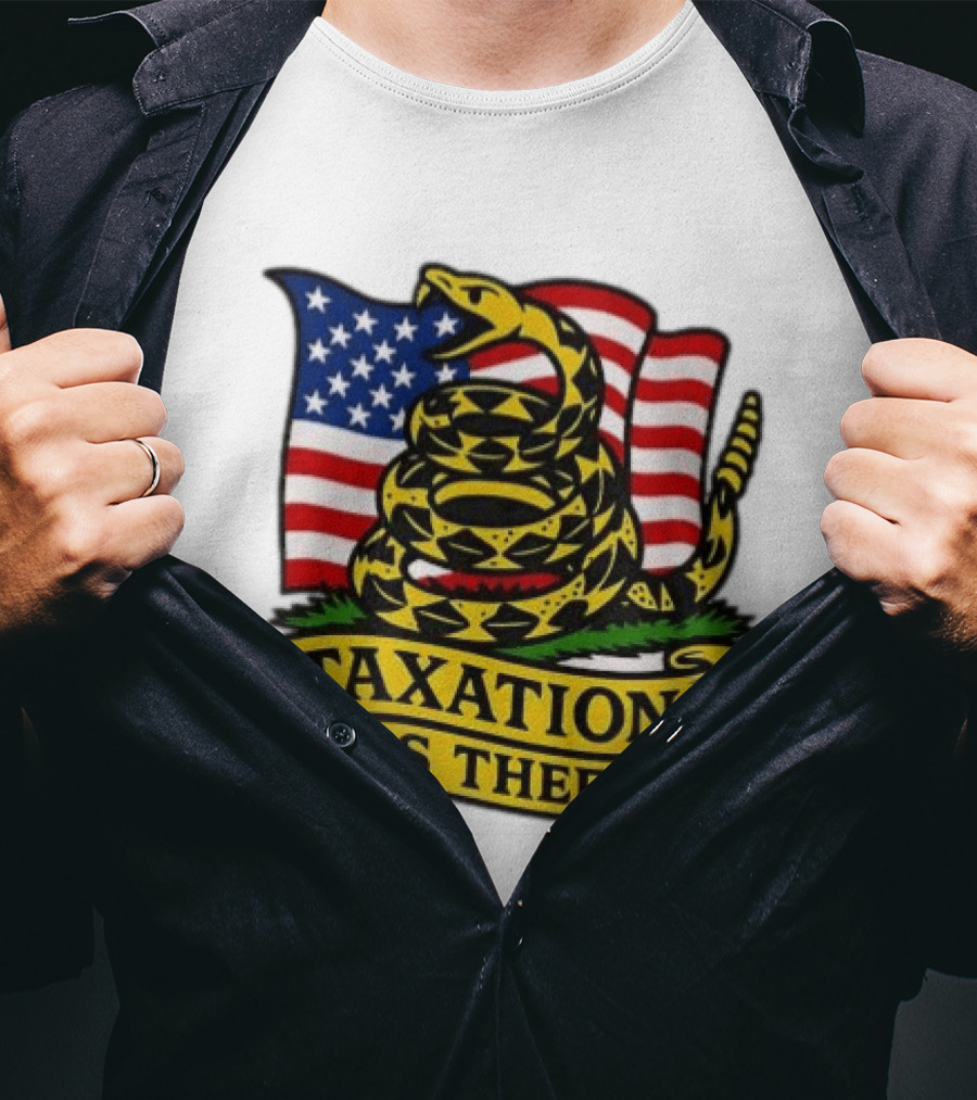 Taxation Is Theft Gadsden Flag American Flag Snake T-Shirt