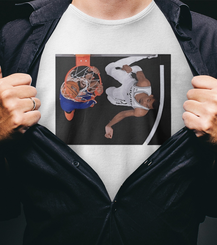 Jalen Brunson New York Knicks Victor Wembanyama San Antonio Spurs NBA Basketball Action T-Shirt