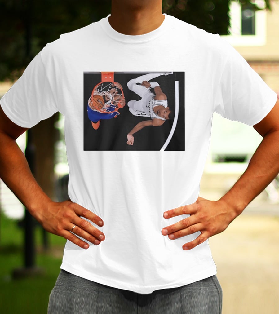 Jalen Brunson New York Knicks Victor Wembanyama San Antonio Spurs NBA Basketball Action T-Shirt