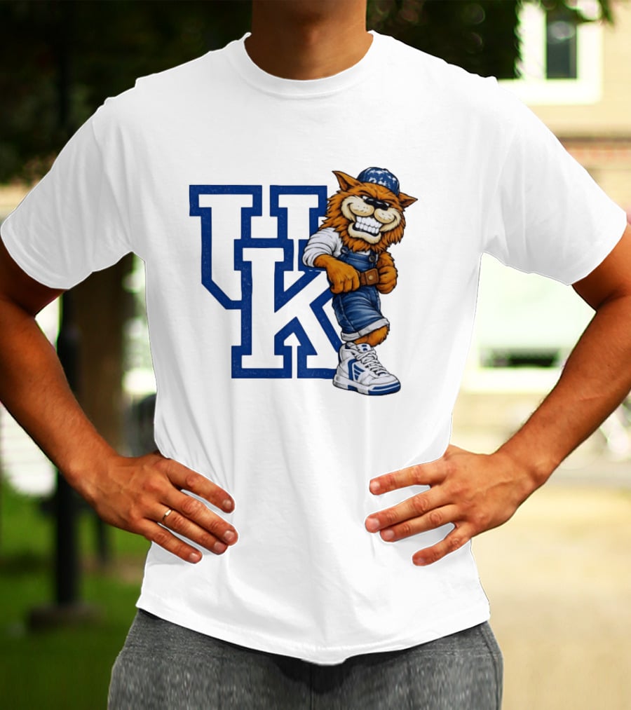 Kentucky Wildcats UK Mascot In Overalls Sneakers Athletics Basketball T-Shirt