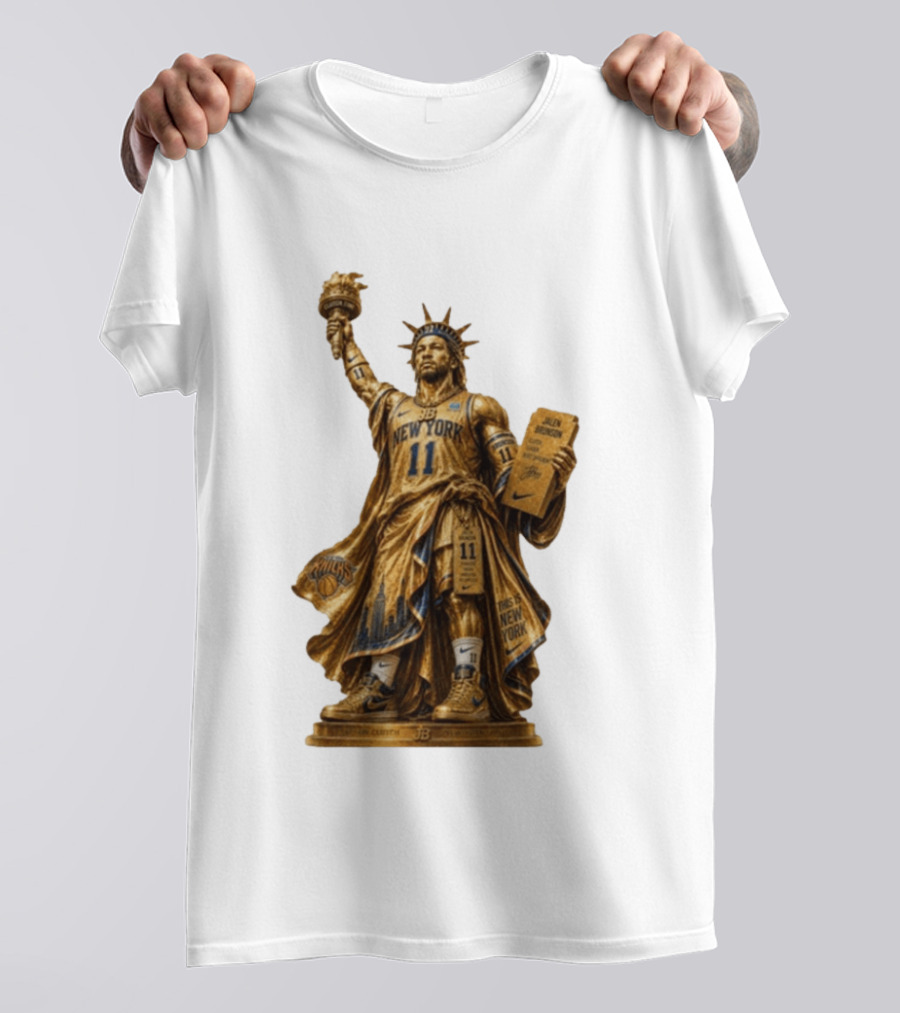 New York Knicks Jalen Brunson Statue Of Liberty Nike 11 Basketball Knicks T-Shirt