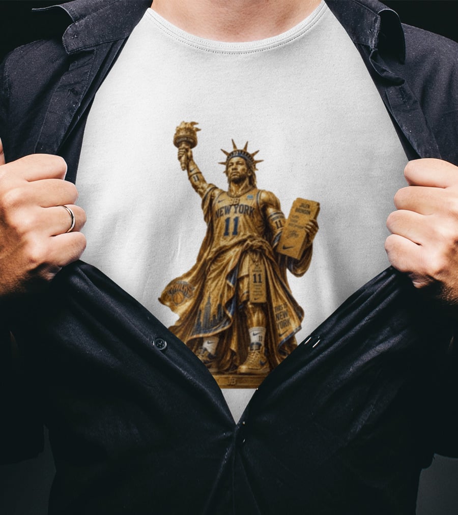 New York Knicks Jalen Brunson Statue Of Liberty Nike 11 Basketball Knicks T-Shirt