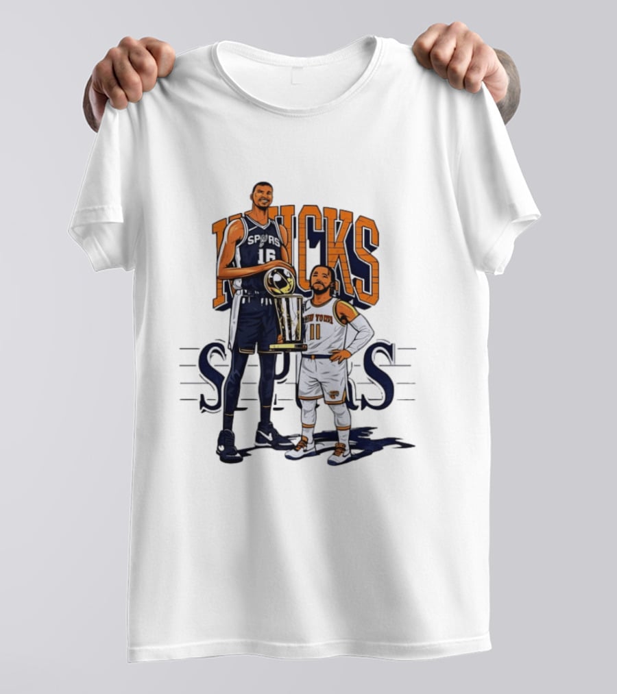 Victor Wembanyama Spurs Versus Jalen Brunson Knicks Trophy Size Gap T-Shirt