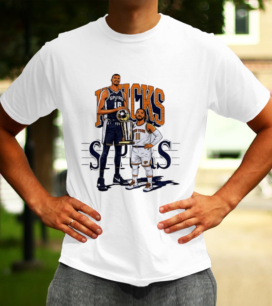 Victor Wembanyama Spurs Versus Jalen Brunson Knicks Trophy Size Gap T-Shirt