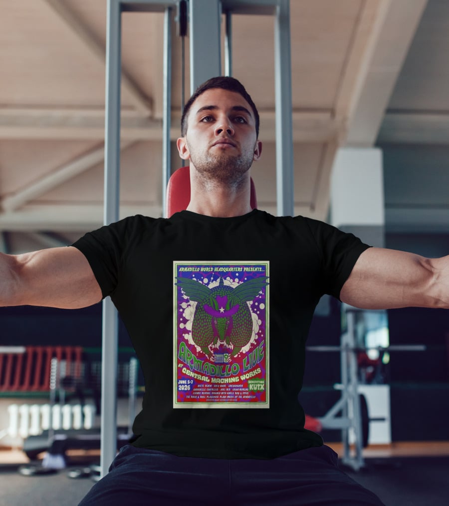 Armadillo World Headquarters Presents Armadillo Live At Central Machine Works June 5 7 2026 Benefiting KUTX T-Shirt