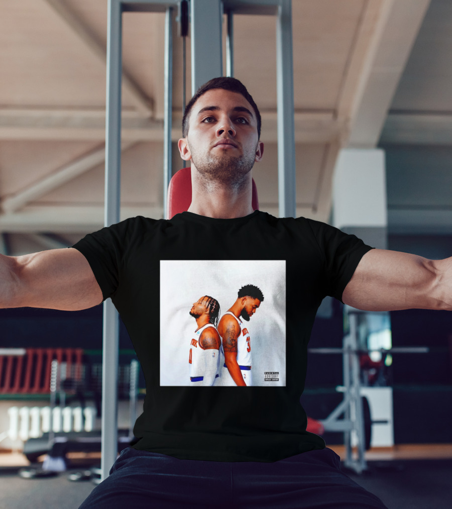 Knicks Basketball Players Brunson Towns Parental Advisory Album Cover T-Shirt