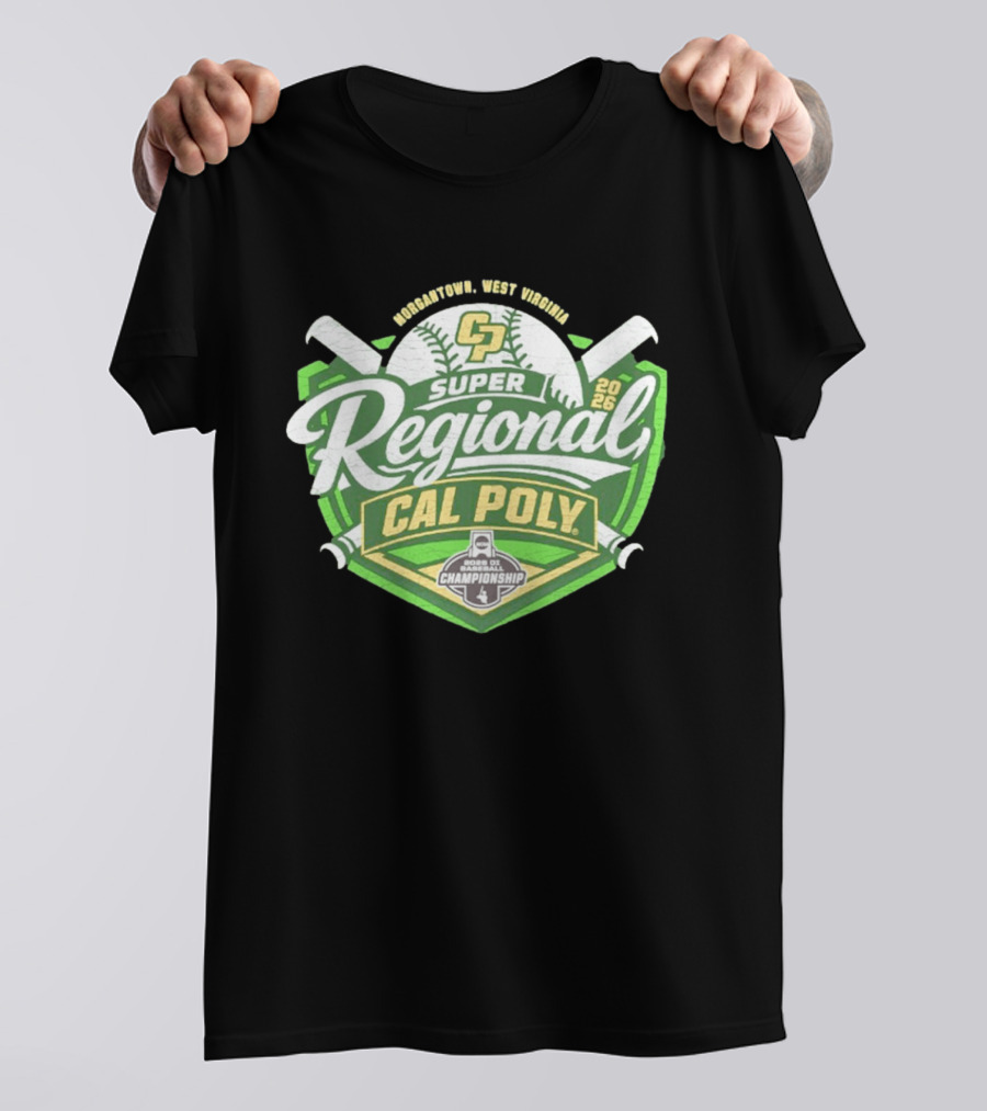 Cal Poly Baseball 2026 Morgantown West Virginia Super Regional NCAA Championship Bound T-Shirt