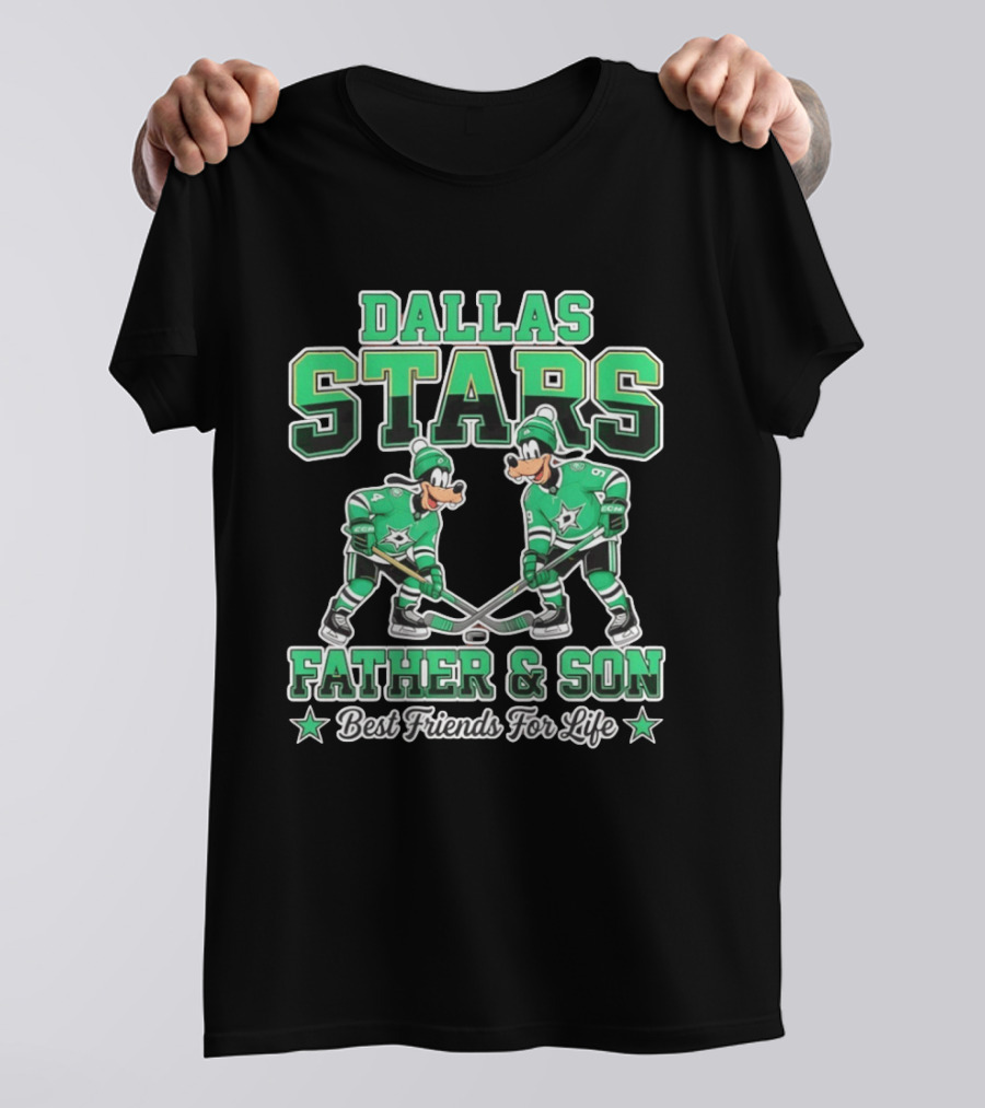 Dallas Stars Goofy Father And Son Best Friends For Life NHL Hockey Duo T-Shirt