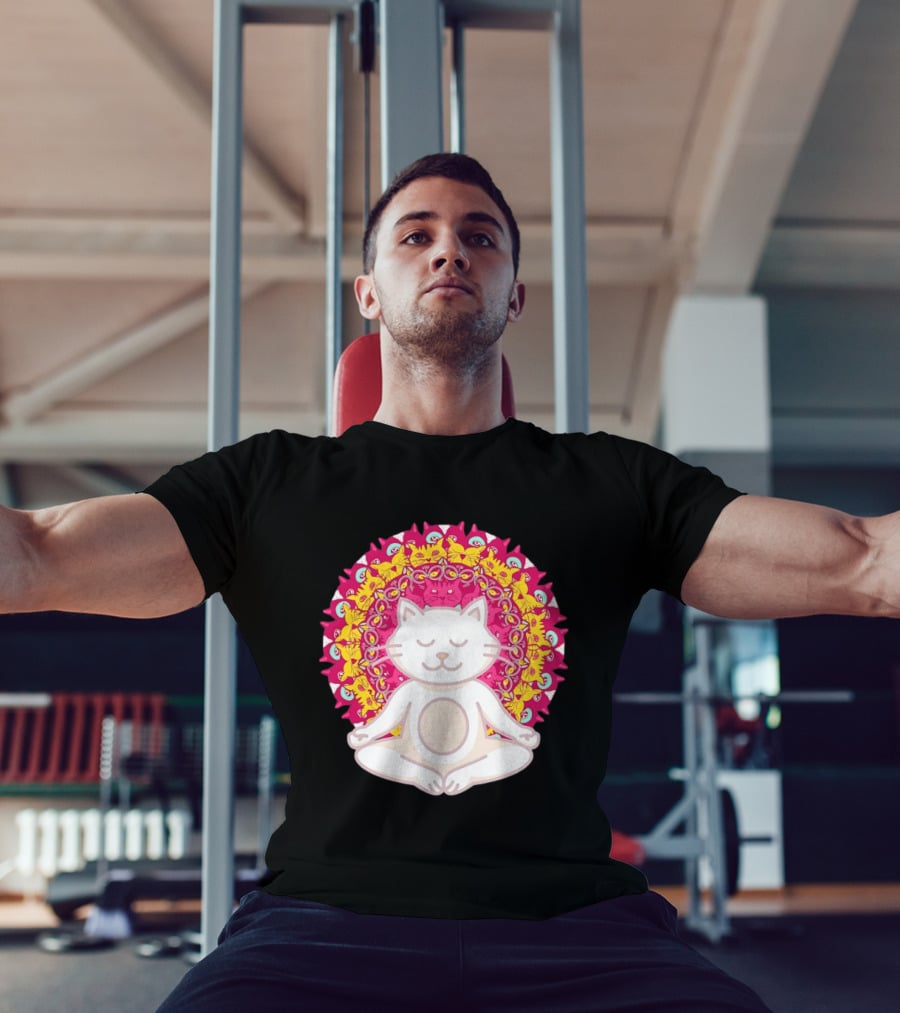 Meditation Zen Cat Mandala Yoga Peace Namaste Mindfulness Spiritual Pet Lover Feline Serenity T-Shirt
