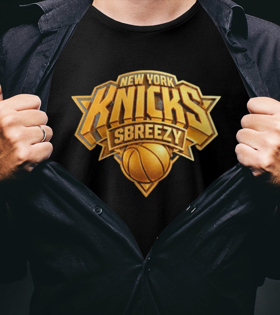 New York Knicks Sbreezy Golden Basketball T-Shirt