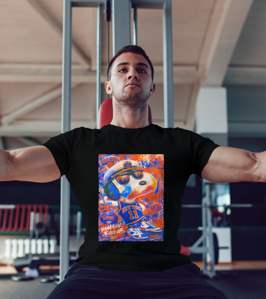 New York Knicks Snoopy Captain 11 New York Forever Streetwear Collection T-Shirt