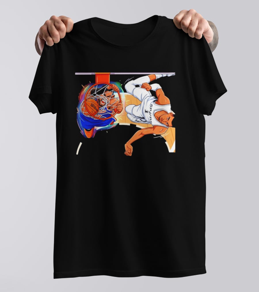 New York Knicks Vs San Antonio Spurs Comic Dunk Battle T-Shirt
