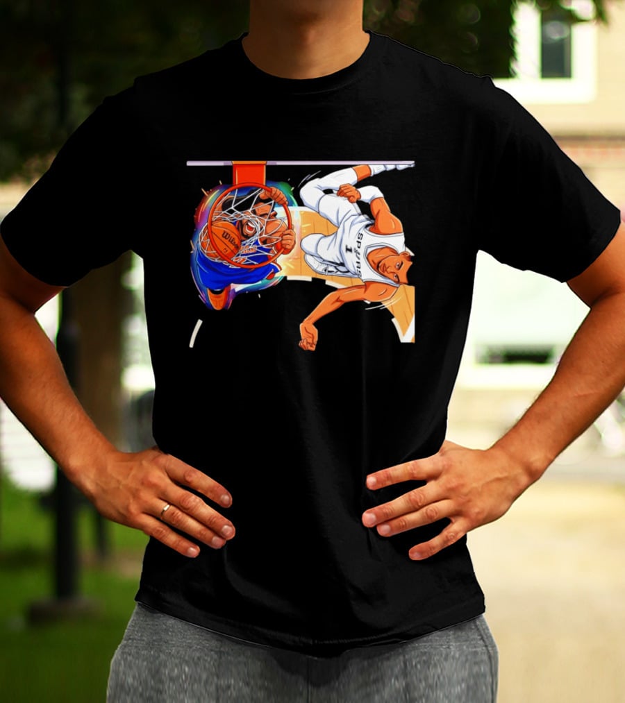 New York Knicks Vs San Antonio Spurs Comic Dunk Battle T-Shirt
