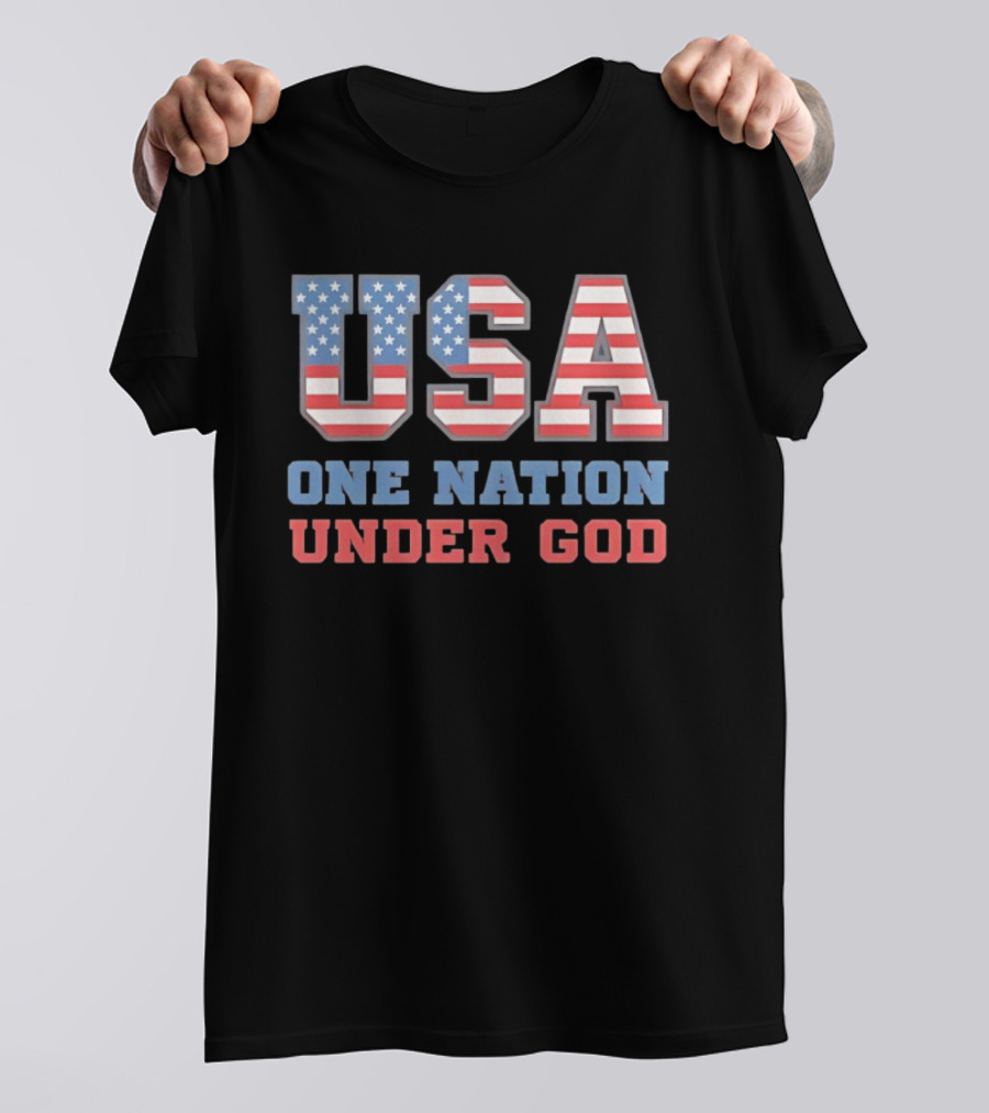 USA One Nation Under God American Flag Patriotic Stars And Stripes T-Shirt