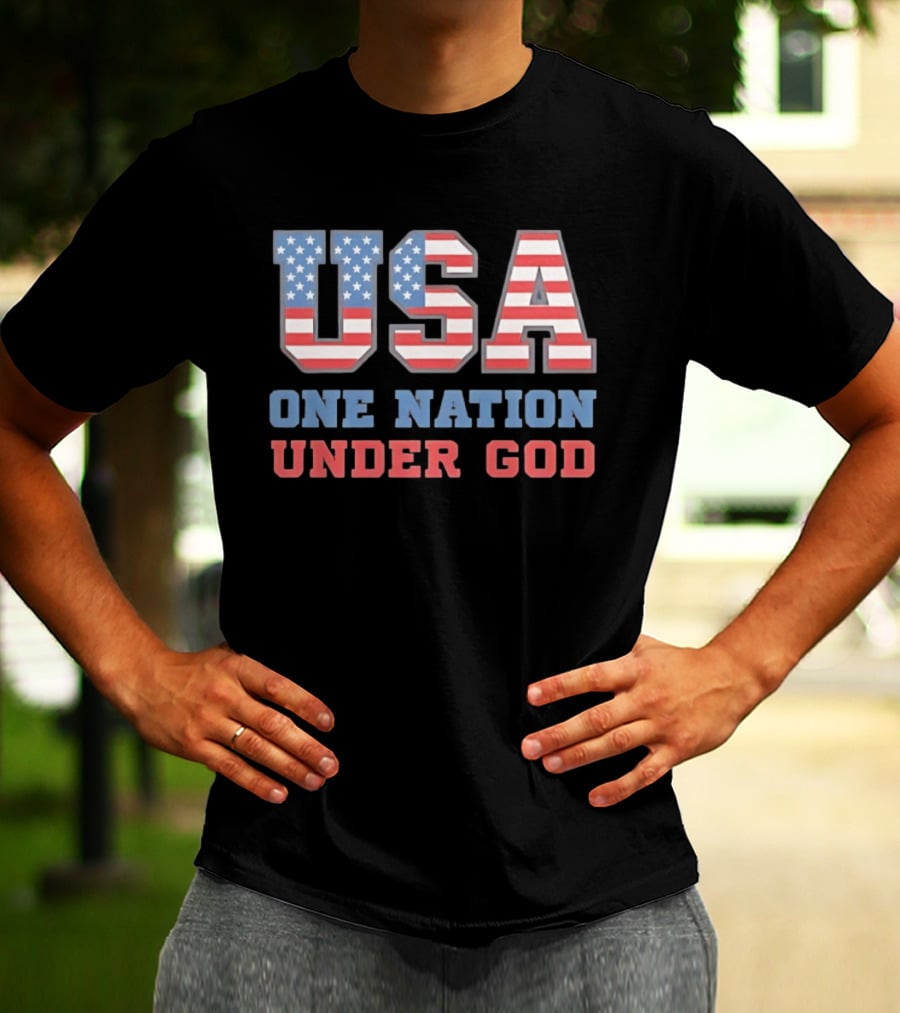 USA One Nation Under God American Flag Patriotic Stars And Stripes T-Shirt