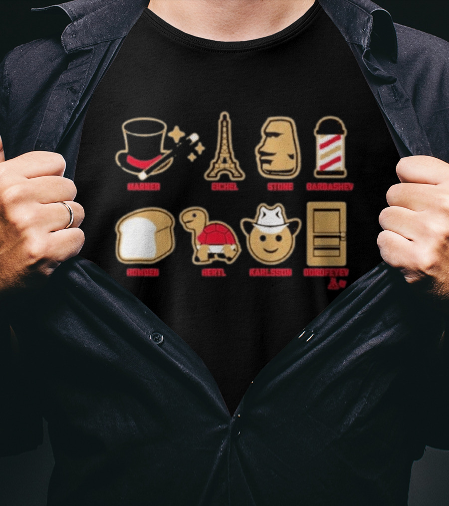Vegas Hockey Emoji Inspired Stars Marner Eichel Stone Barberchev Gorden Hertl Karlsson Dorofeyev T-Shirt