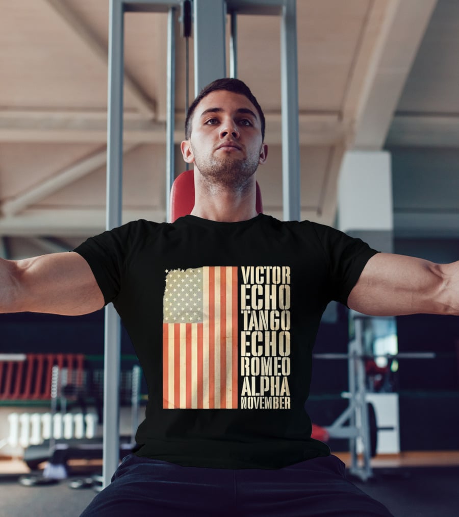 American Flag Victor Echo Tango Echo Romeo Alpha November Phonetic Alphabet T-Shirt