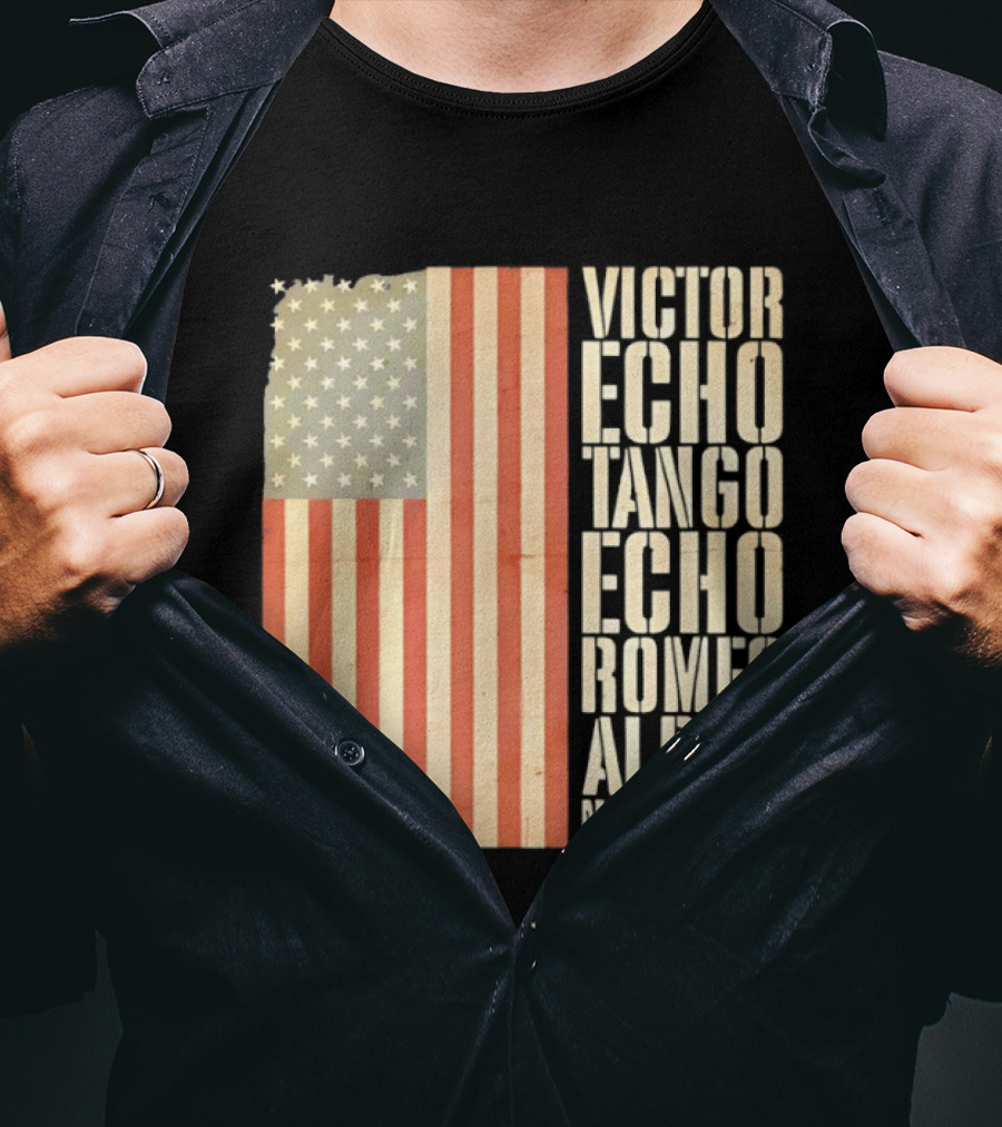 American Flag Victor Echo Tango Echo Romeo Alpha November Phonetic Alphabet T-Shirt