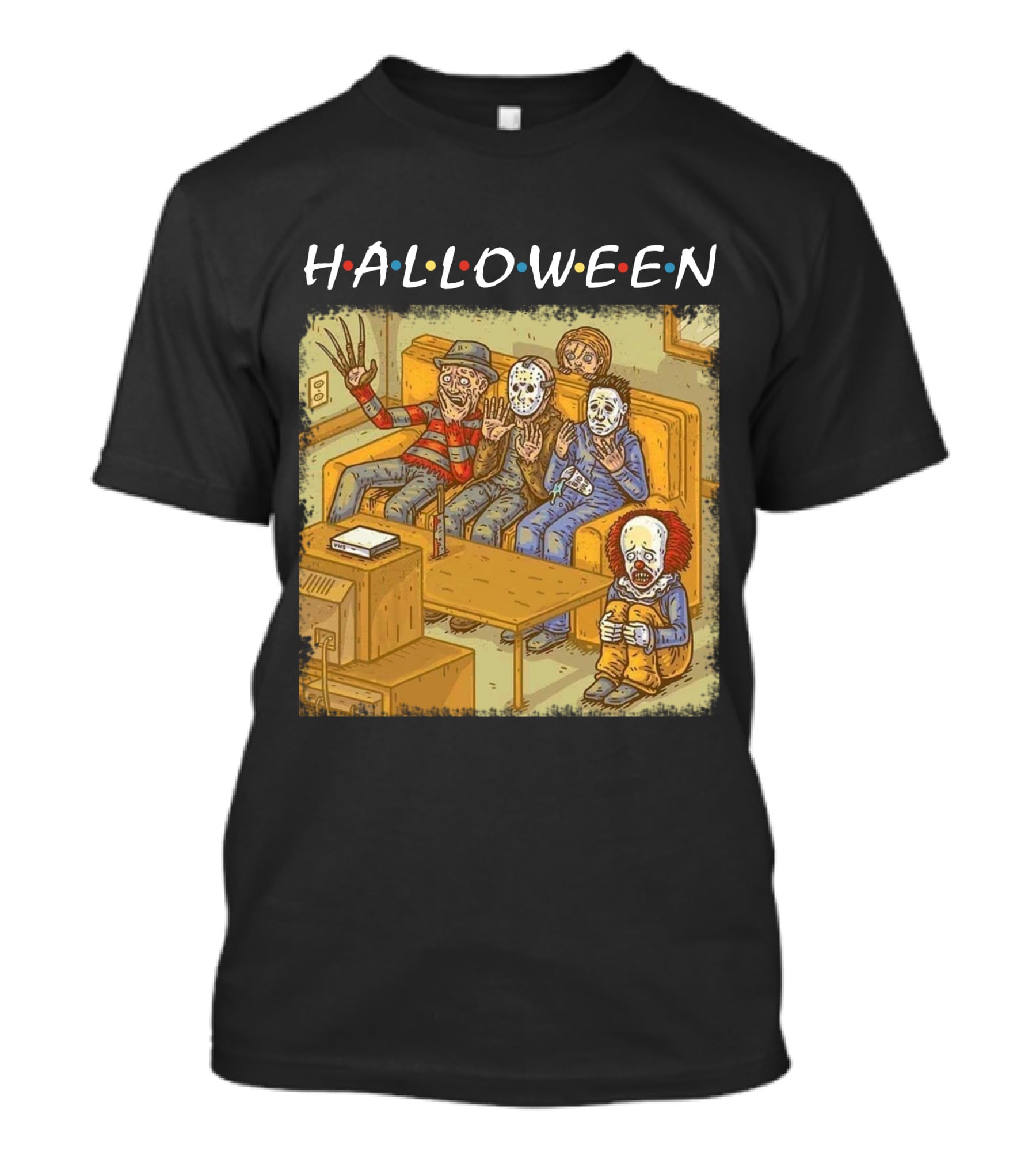 Halloween Horror Icons Relax On Couch T-Shirt