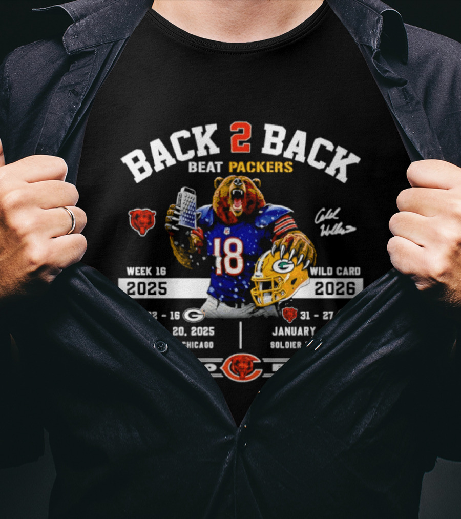 Back 2 Back Beat Packers Week 16 2025 Wild Card 2026 Solider Field Chicago Bears T-Shirt