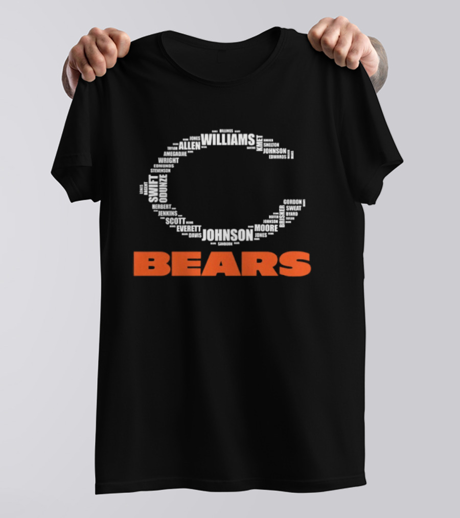 Chicago Bears Football Players C Shape Names Formation T-Shirt