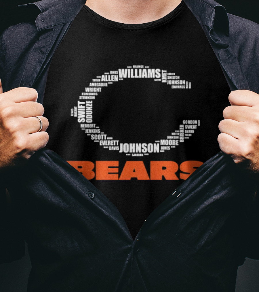 Chicago Bears Football Players C Shape Names Formation T-Shirt