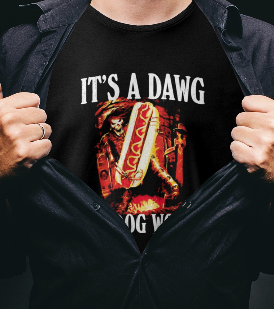 Grim Reaper With Hotdog It's A Dawg Eat Dog World T-Shirt