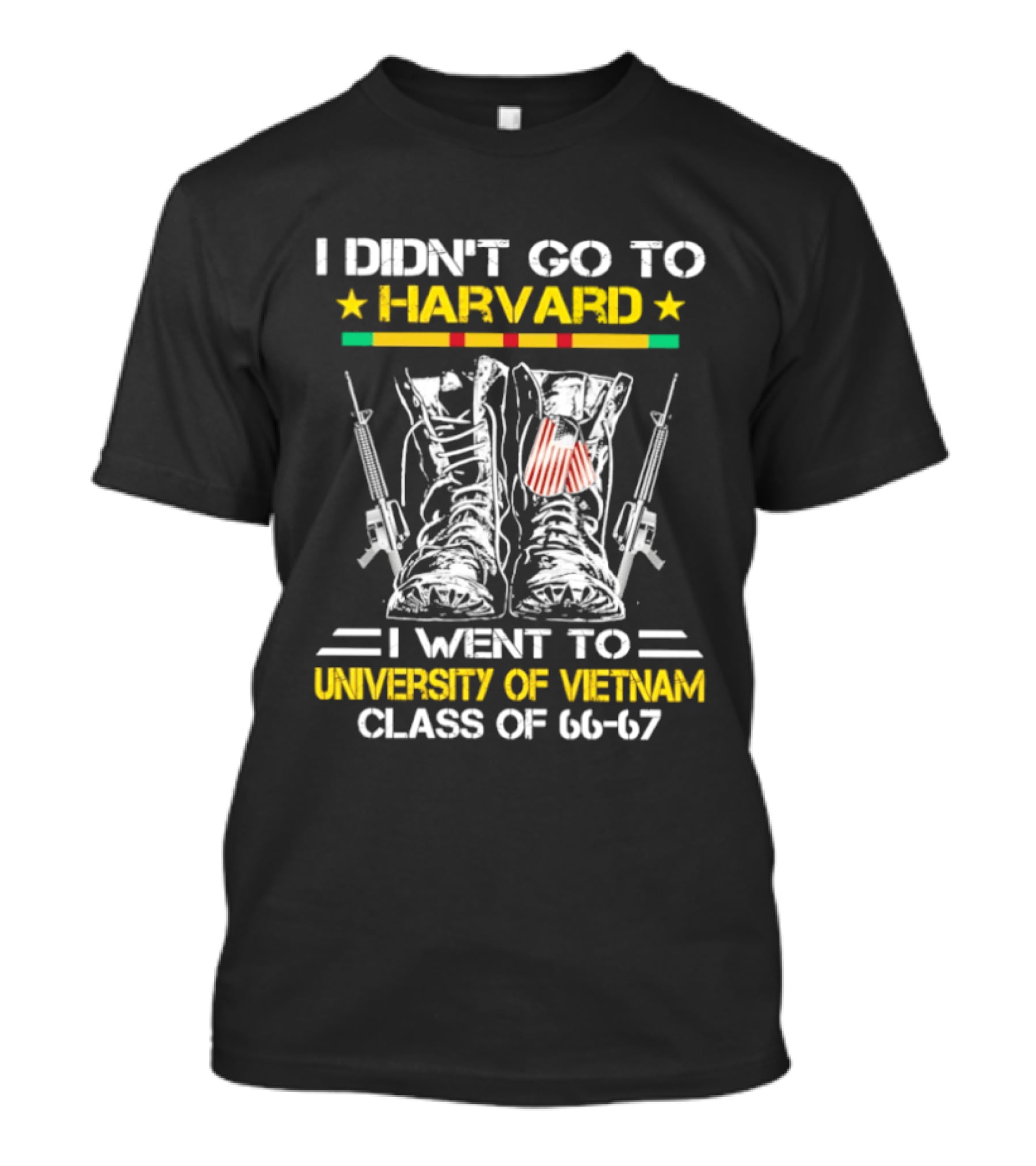 I Didn't Go To Harvard I Went To University Of Vietnam Class Of 66 67 Boots And Guns T-Shirt