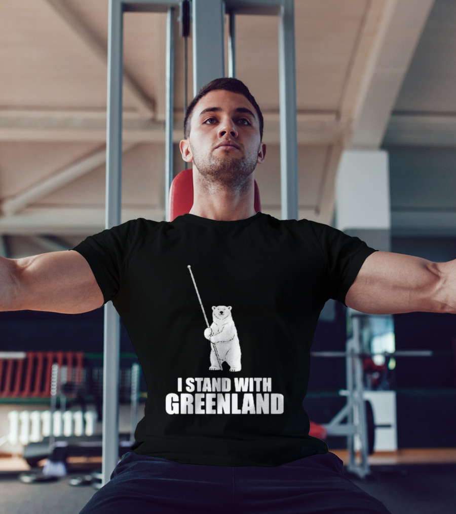 I Stand With Greenland Polar Bear Holding Staff T-Shirt